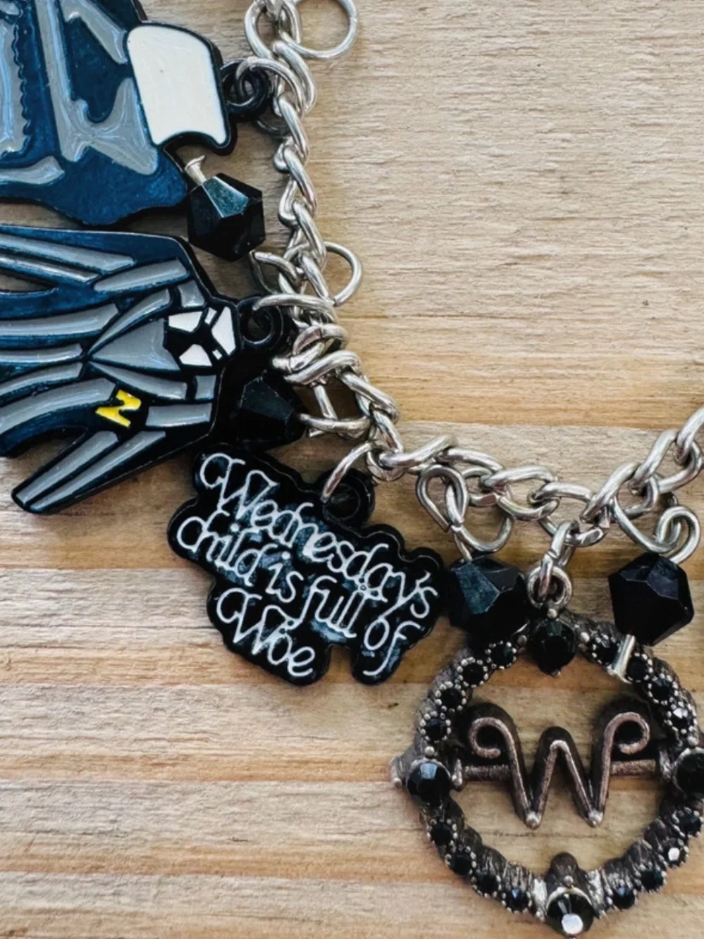 Wednesday Addams Inspired Enamel Charm Bracelet Gothic Statement Jewelry
